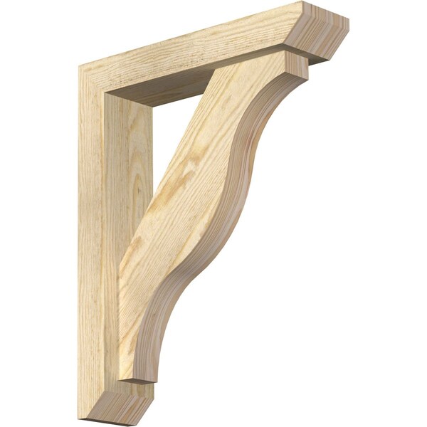 Ekena Millwork Funston Slat Rough Sawn Bracket w/ Offset Brace, Douglas Fir, 4"W x 16"D x 20"H BKT0402X16X20FST06RDF - main